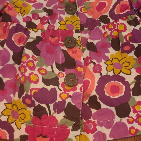 OshKosh Genuine Kids Girls 4T Floral Button Front Jacket Pink Purple Flowers - Picture 2 of 4